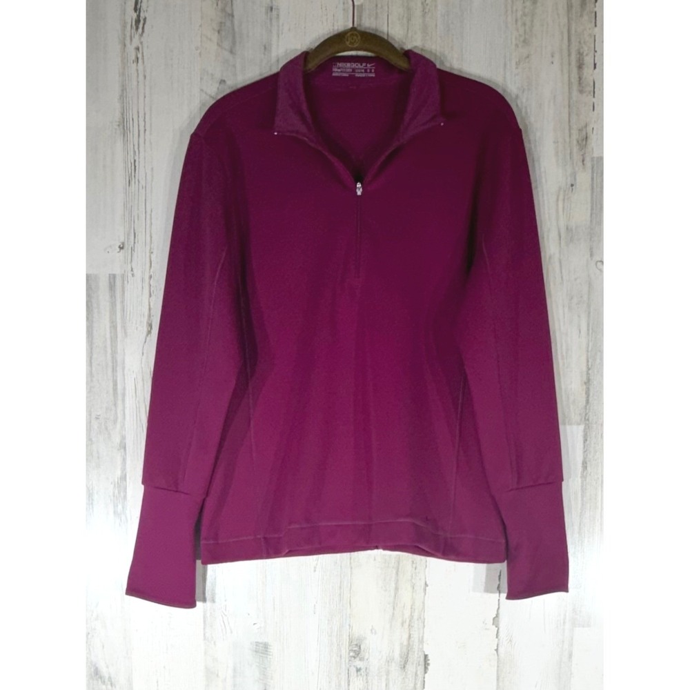 Nike Golf Womens Pullover Size Large Magenta‎ Purple 1/4 Zip Fit Dry Athletic